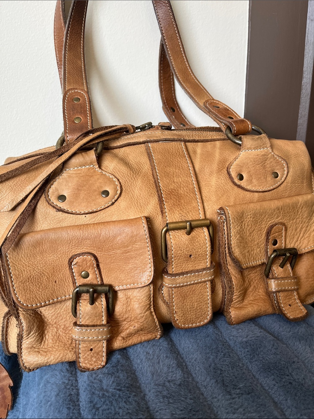 Roots Tan Leather Satchel Bag - Picture 2 of 14